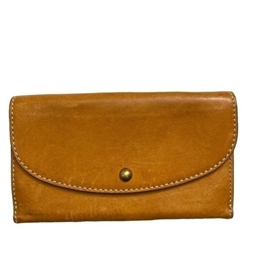 Frye weathered tan leather wallet